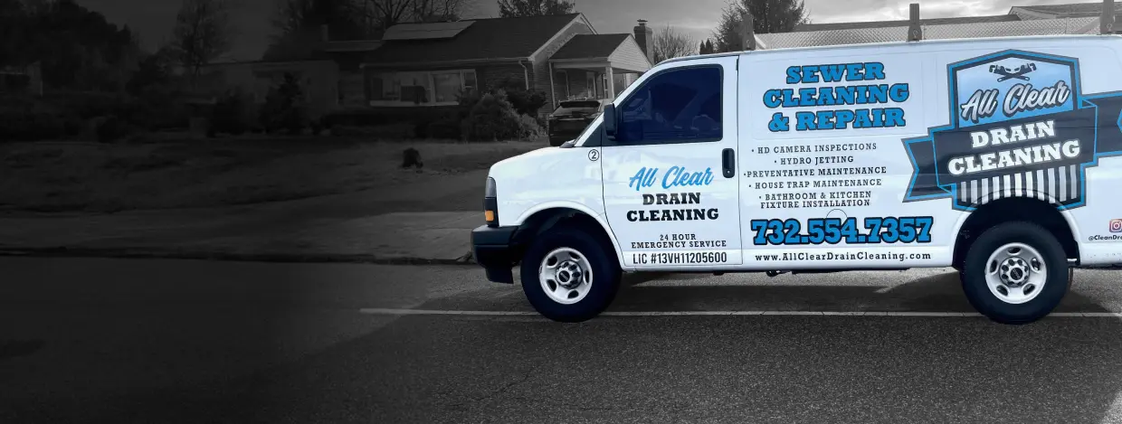 image of all clear drain cleaning van